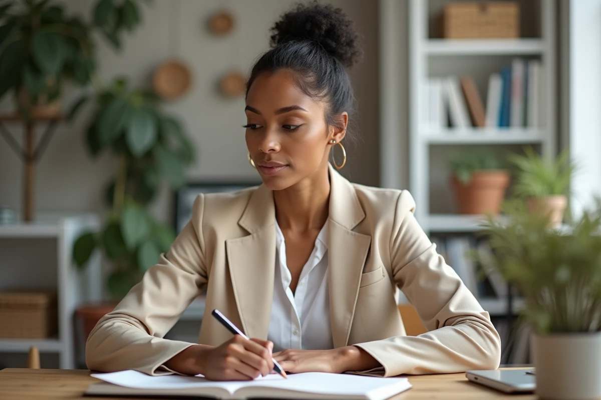 Femme confiante dans un bureau moderne et lumineux