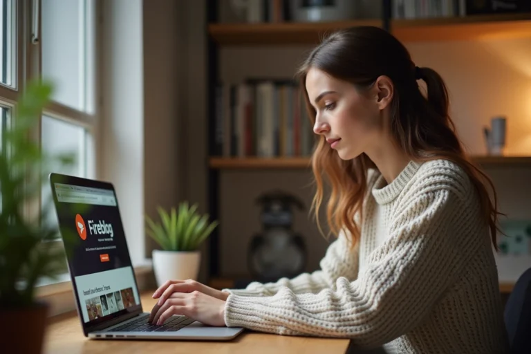 Jeune femme concentrée sur son ordinateur dans un bureau moderne
